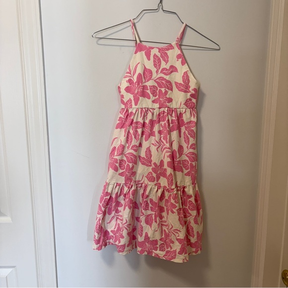 Zara Girls Floral Tiered Summer Dress Midi Size 8 Fun Soft Breezy cream pink - Picture 1 of 6